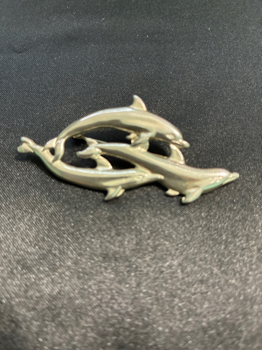 Vintage Silver Dolphin Trio Brooch
